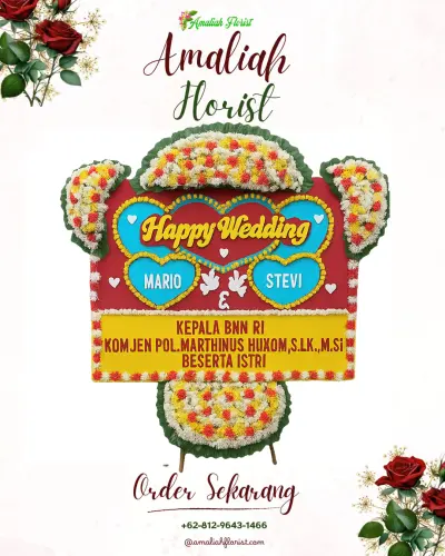 Karangan Papan Bunga Pernikahan di Selosabrang